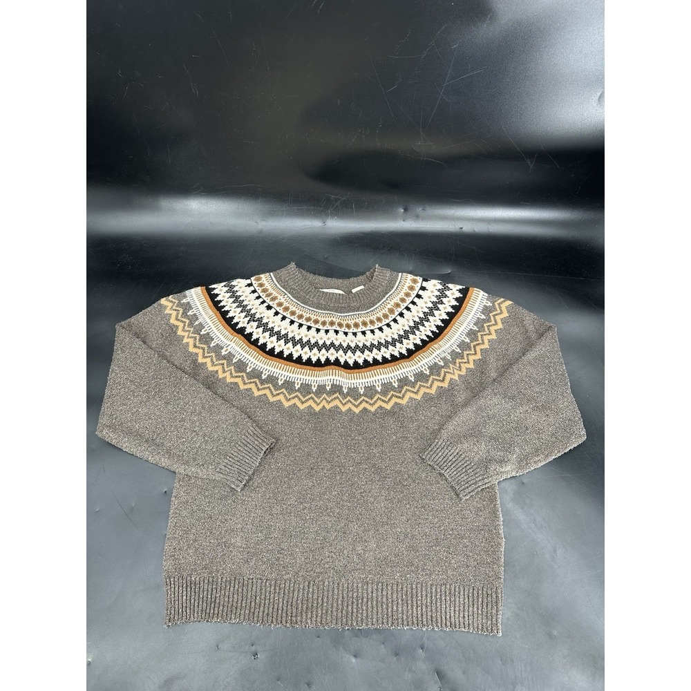 Weatherproof Vintage‎ Gray Fair Isle Chunky Knit Sweater Medium